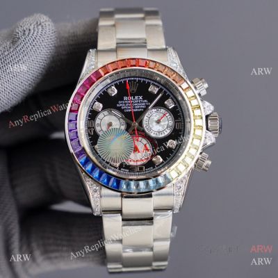 Swiss Quality Copy Rolex Daytona Rainbow Watch 40mm Stainless Steel